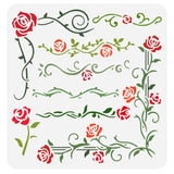 PET Hollow Out Drawing Painting Stencils, for DIY Scrapbook, Photo Album, June Rose, 30x30cm