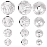 32Pcs 4 Style Eco-Friendly Brass Beads, Long-Lasting Plated, Lead Free & Cadmium Free, Round, 925 Sterling Silver Plated, 5~10mm, Hole: 1.2~2.3mm, 8pcs/style