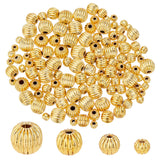 120Pcs 4 Style Brass Beads, Pumpkin, Real 18K Gold Plated, 3~6mm, Hole: 1~1.6mm, 30pcs/style