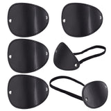 Imitation Leather Single Eye Masks, Pirate Style One-eyed Patch, with Alloy Finding, Black, 190mm, 4pcs/bag
