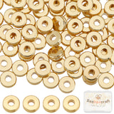 Brass Spacer Beads, Donut, Real 24K Gold Plated, 6x2mm, Hole: 2mm, 100pcs/box