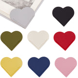 16Pcs 8 Colors PU Leather Bookmarks, Corner Page Marker for Book Lovers, Heart Shape, Mixed Color, 53x57x3mm, 2pcs/color