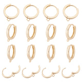 8 Pairs Brass Hoop Earring Findings, with Horizontal Loops, Golden, 15.5x13.5x2mm, Hole: 1.5mm, Pin: 0.8mm