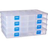 Organizer Storage Plastic Boxes, Rectangle, Clear, 24.2x15.5x3cm, 1 compartment: 4.5x3.8cm, 18 compartment/box, 4pcs/set