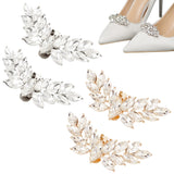 4Pcs 2 Colors Alloy & 201 Stainless Steel Shoe Buckle Clips, Wing Crystal Glass Rhinestone Shoe Decoration, Platinum & Golden, 29x66x10mm, 2pcs/color