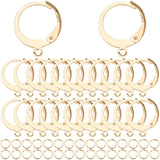 80Pcs 304 Stainless Steel Leverback Earring Findings, with Loops & 100Pcs Open Jump Rings, Real 18K Gold Plated, 14.5x12x2mm, Hole: 1.2mm, Pin: 0.6mm