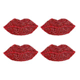 Lip Shape Glass Rhinestone Car Stickers, for Decorate Cars Bumper Window Laptops Luggage, Siam, 64x30x1.5mm, 4pcs/box