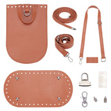 DIY PU Leather Knitting Crochet Bags, with Bottom and Shoulder Strap, for DIY Craft Shoulder Bags Accessories, Sienna, 260x180x3~15mm, Hole: 6mm