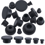 20Pcs 5 Style Silicone Hole Plugs, Snap in Hole Plugs, Post Pipe Insert End Caps, for Furniture Fencing, Round, Black, 10.5~29x10~14mm, 4pcs/style