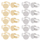 20Pcs 2 Colors Adjustable 304 Stainless Steel Finger Rings Components, Pad Ring Base Findings, Flat Round, Golden & Stainless Steel Color, Tray: 12mm, US Size 6 1/2(16.9mm), 10pcs/color
