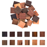 Square Wooden Pieces for Wood Jewelry Ring Making, Wood Ring Materials, with Different Natural Wooden Textures, Mixed Color, 31x31x11mm, 2pcs/color, 11 colors, 22pcs/set