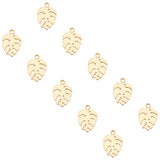 304 Stainless Steel Charms, Monstera Leaf, Golden, 13x9x1mm, Hole: 1mm, 16pcs/box