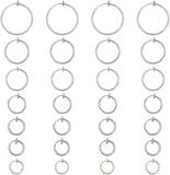 24pcs 6 sizes 304 Stainless Steel Retractable Clip-on Hoop Earrings, For Non-pierced Ears, with Spring Findings, Stainless Steel Color, 4pcs/size