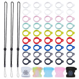 Adjustable Polyester Neck Lanyard, with Silicone Pendant & Anti-Lost Hanging Signs, Mixed Color