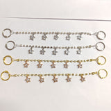 Star Alloy Clear Cubic Zirconia Charm Shoe Decoration Chain, Rhinestone Cup Chain with Spring Gate Rings, Platinum & Golden, 222mm, 2 colors, 2pcs/color, 4pcs/set