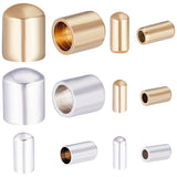 60pcs 6 styles Brass Cord End, End Caps, Column, Long-Lasting Plated, Mixed Color, 4~5x2~2.5mm, Inner Diameter: 1.2mm