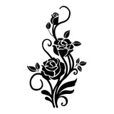 PVC Wall Stickers, for Home Living Room Bedroom Wall Decoration, Black, Rose Pattern, 350x720mm