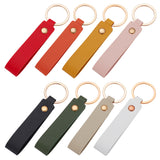 8Pcs 8 Colors PU Leather Keychain, with Iron Ring, Rectangle, Mixed Color, 11cm, 1pc/color