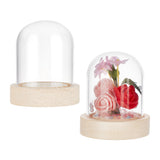 Glass Dome Cover, Decorative Display Case, Cloche Bell Jar Terrarium with Wood Base, for DIY Preserved Flower Gift, Clear, 61.5x71mm