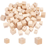 90pcs 3 Style Wood Beads, Undyed, Square, Antique White, 11.5~16x12~16x12~15.5mm, Hole: 3~3.5mm, 30pcs/style
