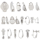 36Pcs 9 Style 304 Stainless Steel Clip-on Earring Findings, with 4Pcs Screw Clip Earring Findings, Stainless Steel Color, 12~22x6~18x3.5~8mm, Hole: 11~3mm, 4pcs/style