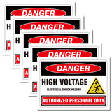 5Pcs Waterproof PVC Warning Sign Stickers, Vinyl Danger Safety Decals, Rectangle with Word, Sign Pattern, 25x17.5cm