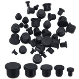 40Pcs 5 Style Silicone Hole Plugs, Snap in Hole Plugs, Post Pipe Insert End Caps, for Furniture Fencing, Round, Black, 8~17x7~12mm, 8pcs/style