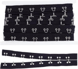 Steel Hook Buckles, with Cotton & Lace, Flat, Black, 40.5~41.5mm, 3 yards/card