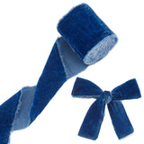 Flat Velvet Ribbons, Raw Edged Ribbons, Clothes Accessories, Prussian Blue, 3 inch(75mm), about 3 Yards/Roll