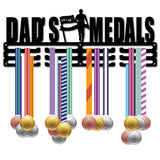 Fashion Iron Medal Hanger Holder Display Wall Rack, 3-Line, with Screws, Black, Word Dad's Medals, Human, 150x400mm, Hole: 5mm
