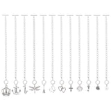 12Pcs 12 Style Glass Pearl Beaded Wedding Cake Pulls for Bridesmaids, Tibetan Style Charms Party Decorations with Toggle Clasps, Dragonfly & Butterfly & Crown & Tree & Peace Sign, WhiteSmoke, 10~10-5/8 inch(25.527cm), 1Pc/style