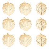 201 Stainless Steel Pendants, Tropical Leaf Charms, Monstera Leaf, Golden, 24x21x1mm, Hole: 1mm, 10pcs/box