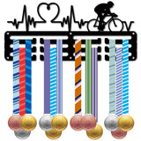 Sports Theme Iron Medal Hanger Holder Display Wall Rack, 3-Line, with Screws, Heart, 130x290mm, Hole: 5mm