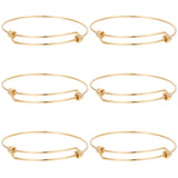 Expandable 316 Surgical Stainless Steel Bangle Making, Real 18K Gold Plated, Inner Diameter: 2-3/8 inch(6cm), 6pcs/bag