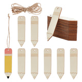 DIY Unfinished Wood Pencil Shape Pendant Decoration, with Jute Cord, for Teacher's Day, Back to School Celebration, PapayaWhip, 120x28x2mm, Hole: 4mm, 30pcs