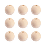 Unfinished Wood Beads, Natural Wooden Loose Beads Spacer Beads, Round, 40x40mm, Hole: 7mm