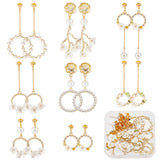 DIY Flower Earring Making Kit, Including Alloy & Plastic Pendants, Glass Pearl Beads, Iron Links Connectors, Brass Stud Earring Findings, White, 98Pcs/box