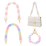 2Pcs Transparent Acrylic Curb Chains Bag Handles, with 1Pc Acrylic Cable Chain Wristlet Straps, Colorful, 31~43.5cm