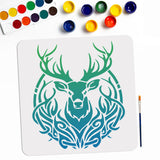 1Pc PET Hollow Out Drawing Painting Stencils, with 1Pc Art Paint Brushes, for DIY Scrapbook, Photo Album, Deer, 300x300mm