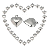 100Pcs 304 Stainless Steel Pendants, Heart, Stainless Steel Color, 13x12x4.6mm, Hole: 1.2mm