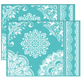 Self-Adhesive Silk Screen Printing Stencil, for Painting on Wood, DIY Decoration T-Shirt Fabric, Turquoise, Floral Pattern, 280x220mm