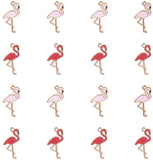 Alloy Enamel Pendants, Flamingo Shape, Light Gold, 26x14x2.5mm, Hole: 1mm, 15pcs/color, 30pcs/box