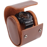 PU Imitation Leather Single Watch Case Box, Watch Display Case, Sandy Brown, 10.2x8.5x7.3cm