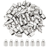 304 Stainless Steel Cord Ends, End Caps, Column, Stainless Steel Color, 10x6mm, Hole: 2mm, Inner Diameter: 5mm, 50pcs/box