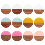 Ornaland Resin & Wood Pendants, Round, Mixed Color, 74x72x17mm, 12pcs/box