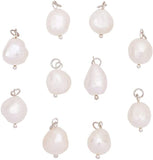 Natural Cultured Freshwater Pearl Pendants, with Brass Findings, Creamy White, 16x9~10mm, Hole: 3mm, 10pcs/box