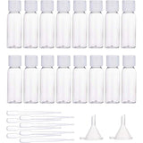 Transparent Flip Cap Round Shoulder Plastic Bottle, with Dropper and Funnel Hopper, Clear, 8.5cm, Capacity: 30ml, 32pcs/set