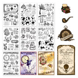 7 Sheets 7 Styles Retro Theme PVC Plastic Stamps, for DIY Scrapbooking, Photo Album Decorative, Cards Making, Mixed Patterns, 16x11x0.3cm, 1 sheet/style