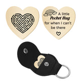 1Pc Heart Shape 201 Stainless Steel Commemorative Decision Maker Coin, Pocket Hug Coin, with 1Pc PU Leather Storage Pouch, Labyrinth Pattern, Heart: 26x26x2mm, Clip: 105x47x1.3mm