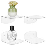 Acrylic Wall Mounted Adhesive Router Storage Rack, TV Set Top Box Holders, Square, 112x111x58mm, Hole: 4mm